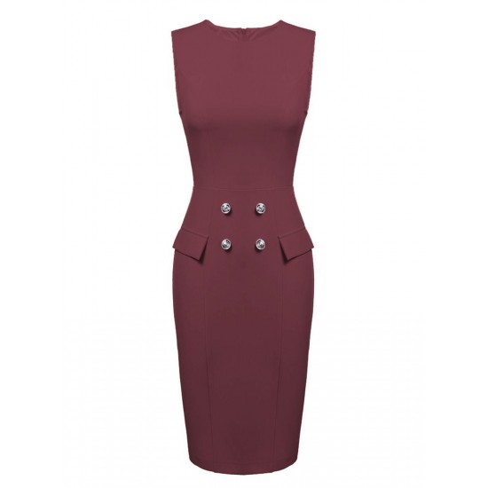 2PCS  Button Work Pencil Dress