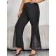 Plus Size Black  Solid Flare Pants