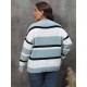 Plus Size  Yarn-Dyed Jacquard Striped Sweater