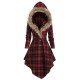 Red  Plaid Long Sleeves Coat Dress