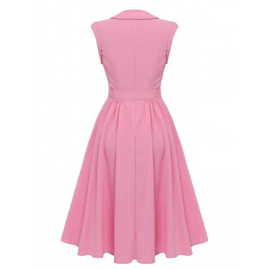 Pink  Doll Collar Solid Dress