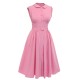 Pink  Doll Collar Solid Dress