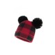 Red & Black Plaid Hairball Knitted Child Hat