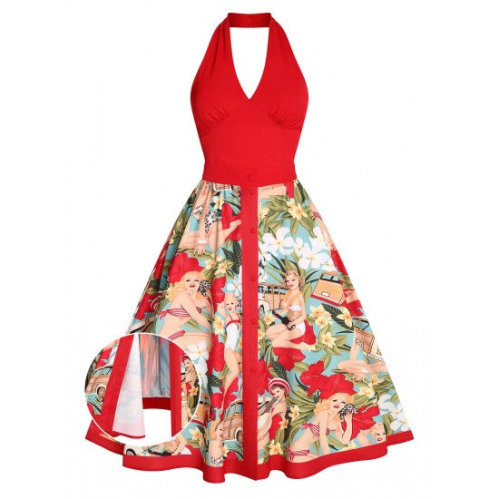 Red  Pin-Up Girls Romper & Skirt