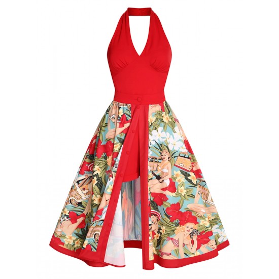 Red  Pin-Up Girls Romper & Skirt