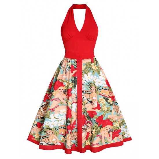 Red  Pin-Up Girls Romper & Skirt