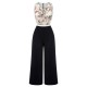 Black & White  Lapel Floral Butterfly Jumpsuit