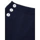 Pre-Sale Dark Blue  Solid Button Straight Pants