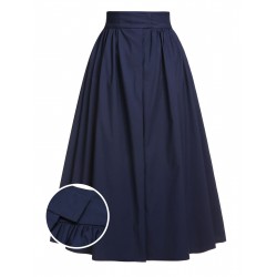 Dark Blue Gray  Solid Umbrella Skirt