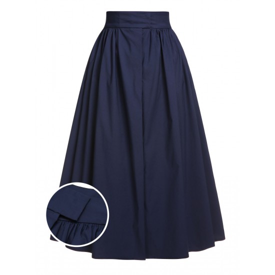 Dark Blue Gray  Solid Umbrella Skirt