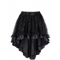  Mesh Ruffles Hem High Low Skirt