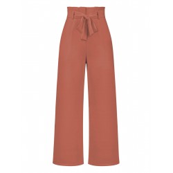  Solid Hight Waist Wideleg Pants