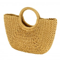 Half-Moon Hand Woven Straw Handbag