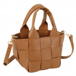 Brown  Basket Woven Shoulder Bags