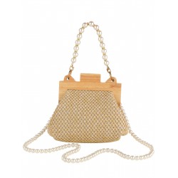 Handmade Straw Pearl Chain Handbag & Crossbody Bag