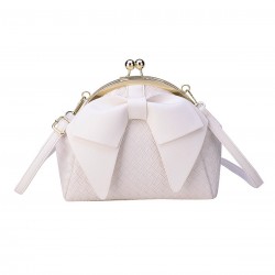 Bow Woven Textured Clutch Crossbody Bag