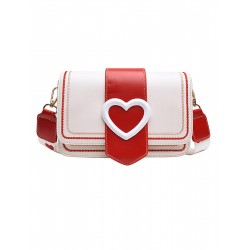  Heart Color Contrast Flap Bag