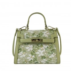 Floral Mesh Embroidered Stitching Shoulder Handbag