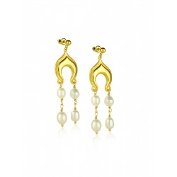  Gold Pearl Dangler Earrings