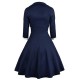 2PCS Navy  Polka Dot Swing Dress