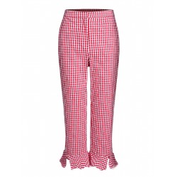 Red Checked Ruffled Split Pants