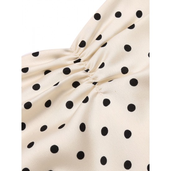 Ivory  Polka Dot Halter Pencil Dress