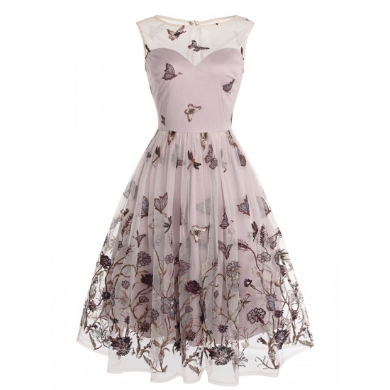 Purple  Butterfly Lace Swing Dress