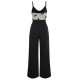 Black  Strap Butterfly Lace Patchwork Jumpsuit