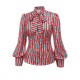  Candy Tie-Up Collar Buttons Blouse