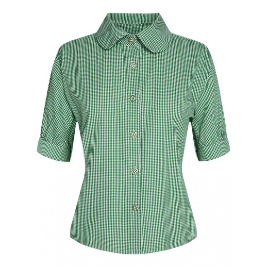 Green  Plaid Short Sleeve Shirt