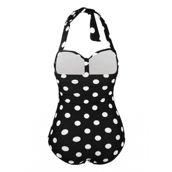  Halter Polka Dot One-Piece Swimsuit