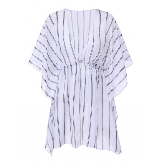  Striped Beach Sun Chiffon Blouse Cover-Up