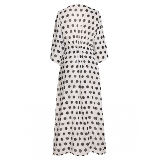 Black&White  Polka Dots Long Cover-up