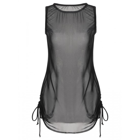  Solid Wrap Translucent Drawstring Cover-Up