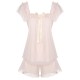 Pink  Square Collar Ribbon Pajamas